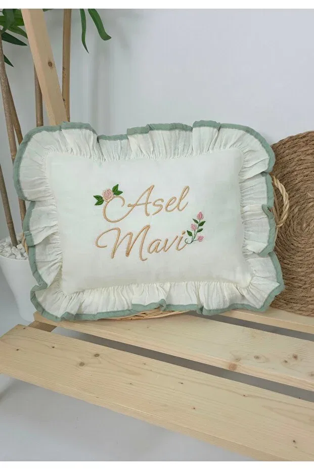 Детский комплект для выписки из роддома органический хлопковый Muslin newborn 4-layer organic 100% cotton personalized embroidered hospital discharge set (rose model-5) Gros Shop, Ekru-1 — фото 4