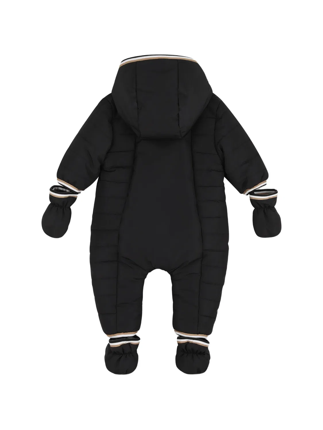 Стеганый зимний комбинезон с капюшоном Boss Kidswear, черный — фото 2