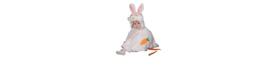 Детский костюм зайца с капюшоном и вышивкой морковки Dress Up America, White — фото 2