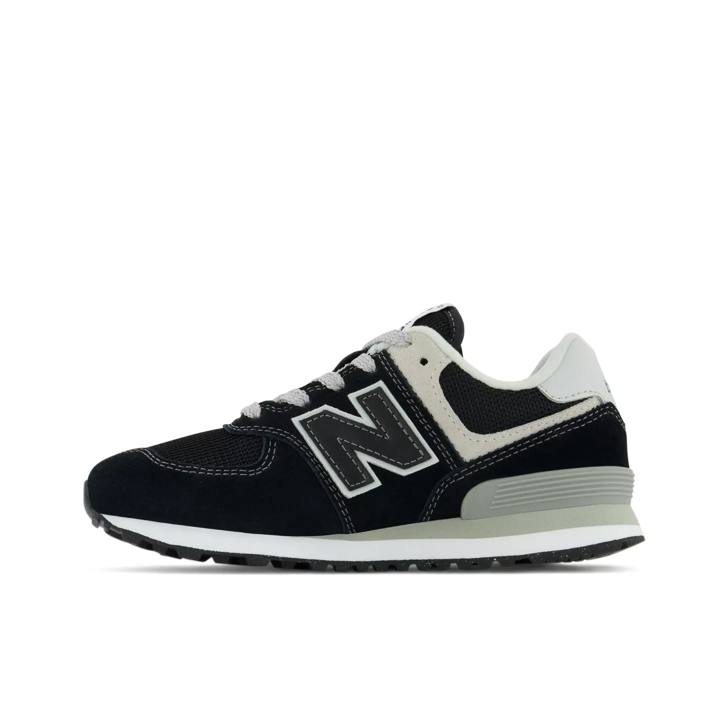 Детские кроссовки на шнуровке 574 Core New Balance, Black With White — фото 4