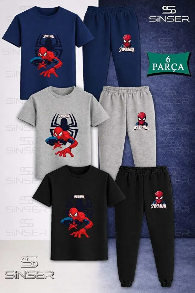 Детский комплект футболки и штанов с принтом Ss Sinser, Black - Gray - Navy Blue