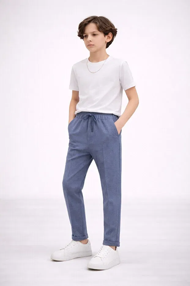 Детские брюки для мальчиков из замши Regular Leg Mini Kanka, Blue — фото 2