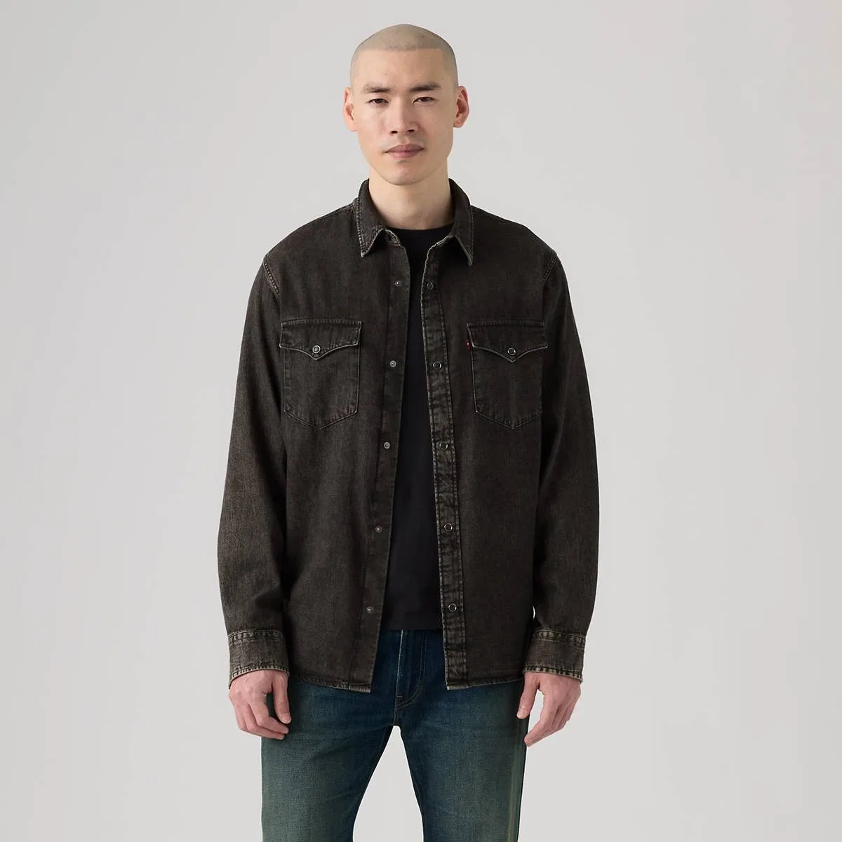 Свободная рубашка в западном стиле Levi's, Sf Chocolate Western Overdye - Brown — фото 3