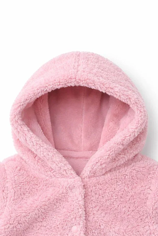 Детский комбинезон из плюша Unisex Premium wellsoft plush Dimple Baby, Pink — фото 4