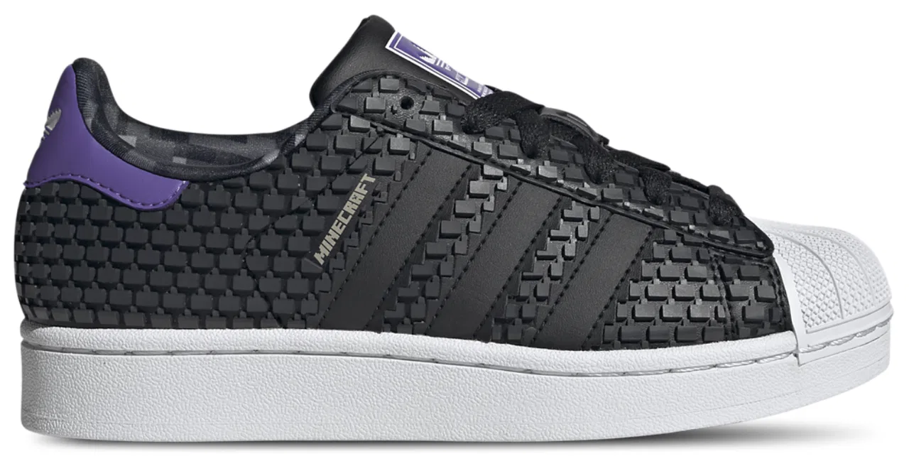Кроссовки для мальчиков Superstar 2 Minecraft Adidas, черный/фиолетовый