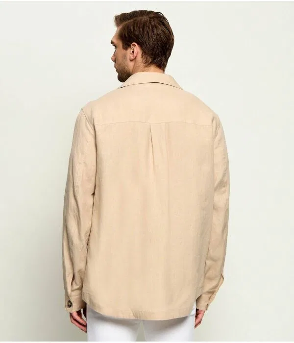 Мужская рубашка из льна Relaxed Fit BOSS, бежевый — фото 3