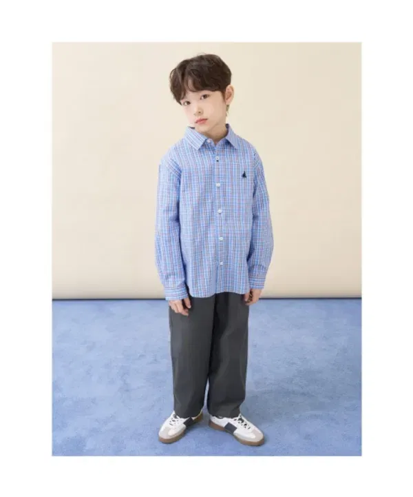 Классическая рубашка в клетку, Beanpole Kids, синий — фото 3