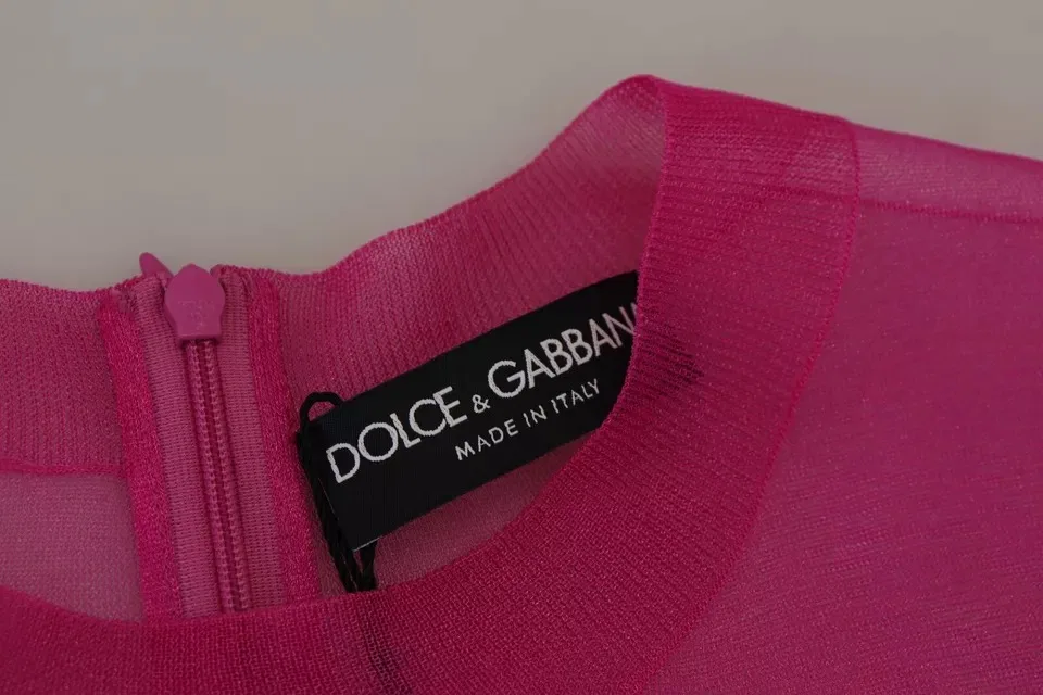Женский пуловер с круглым вырезом Fuchsia Polyester Crewneck Pullover Sweater Dolce & Gabbana, Pink — фото 3