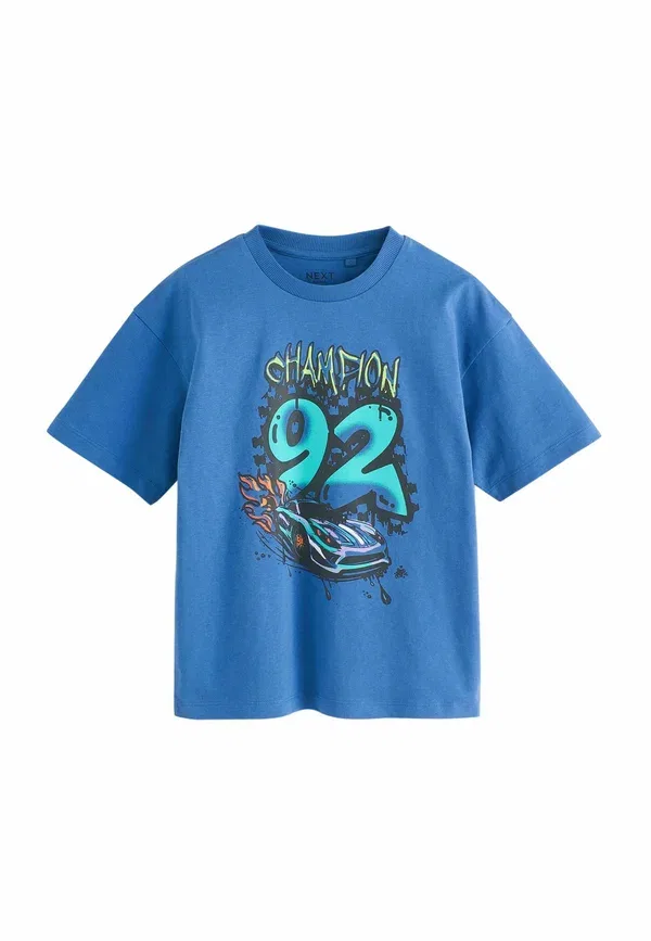 Футболка хлопковая Print T-shirt Next, Ecru, White, белый/синий — фото 4