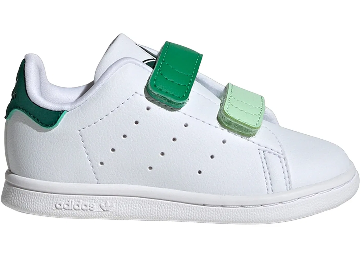 Детские кроссовки с закрытием на липучке Adidas Stan Smith, Cloud White/Collegiate Green/Cloud White