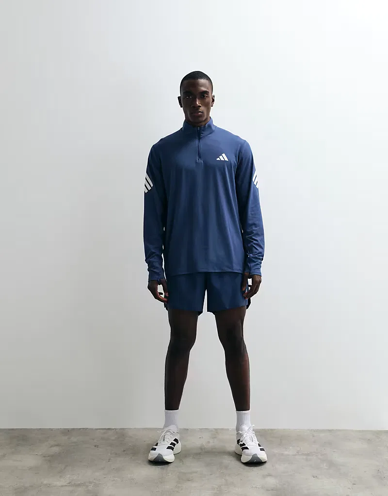 Футболка Adidas Performance Adi365 Iconic с застежкой-молнией до середины груди, Tech Indigo/белый — фото 4