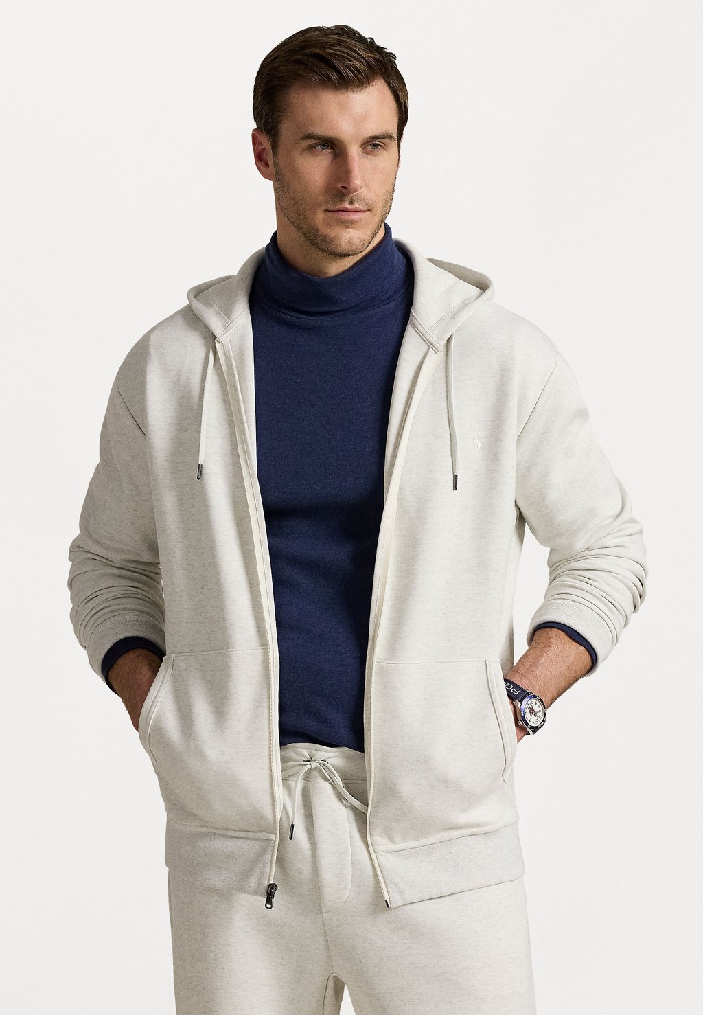 

Толстовка на молнии LONG SLEEVE Polo Ralph Lauren Big & Tall, светло-серый