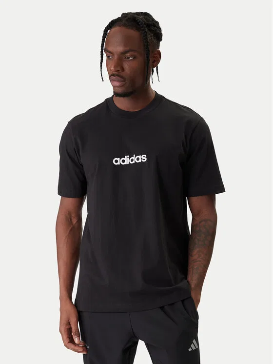 Футболка regular fit Essentials Linear Adidas, черный