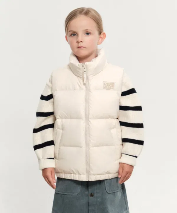 Пуховый жилет детский базовый, Marithé Kids, кремовый