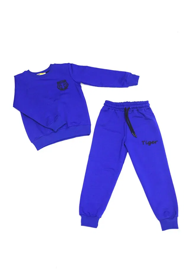 Детский спортивный комплект для девочек с принтом Tiger Embroidered Ayybuu, Blue — фото 2