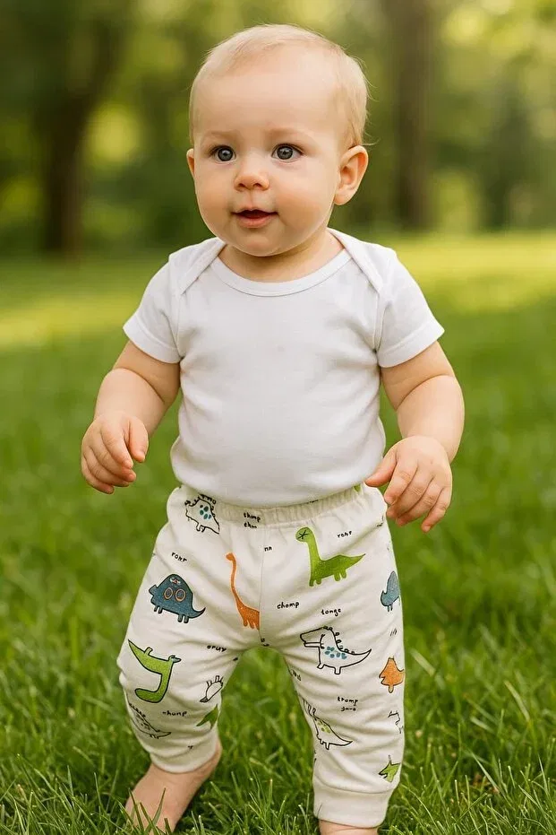 Детский комбинезон для новорожденных с принтом Kindo Baby, White Dinosaur