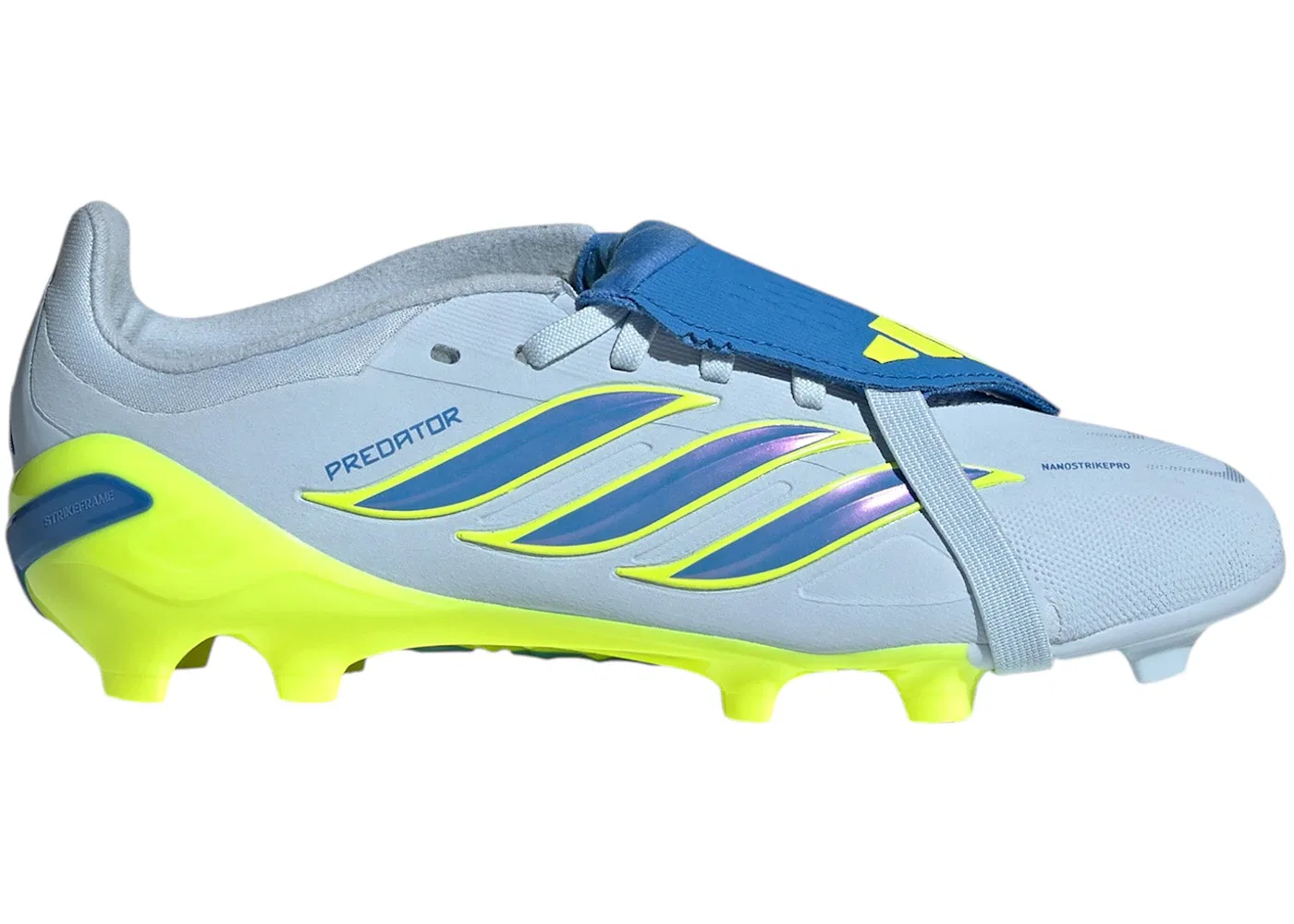 Детские бутсы с откидным язычком Adidas Predator Elite Fold-Over Tongue FG, Crystal Sky Ray Blue Team Solar Yellow 2