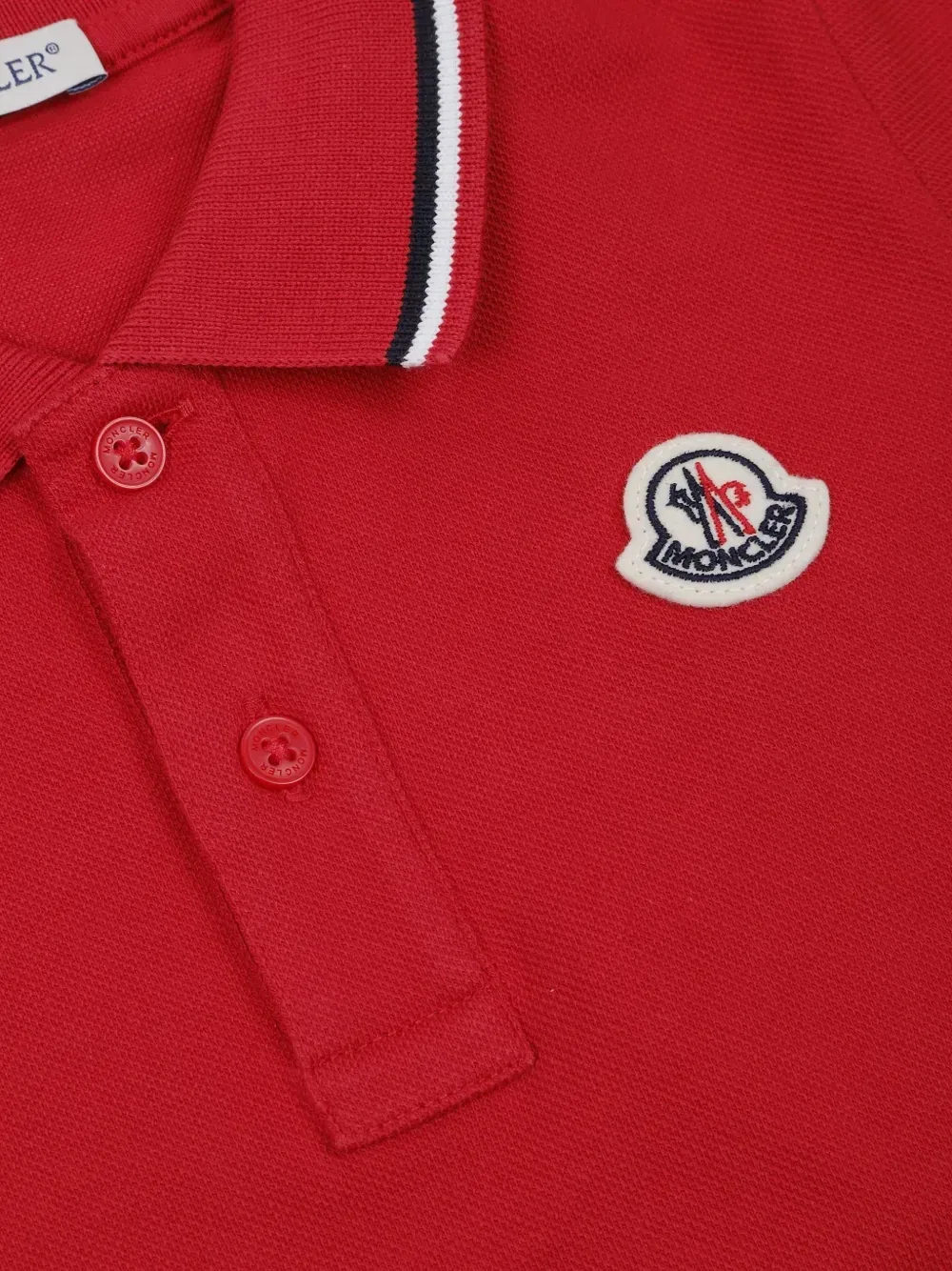 Футболка-поло с логотипом и отстрочкой Moncler Enfant, красный — фото 3
