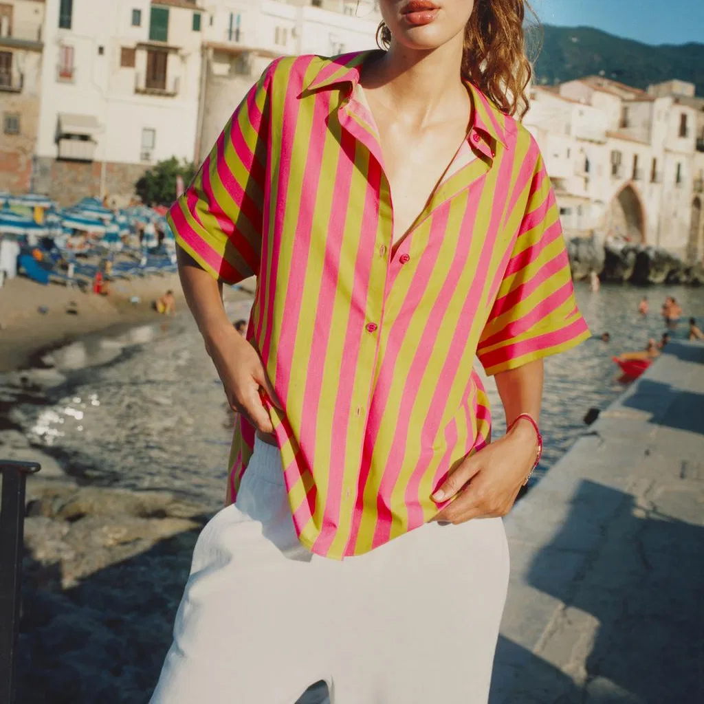 Женская рубашка с лацканами Multicolor ZARA, Многоцветный — фото 4
