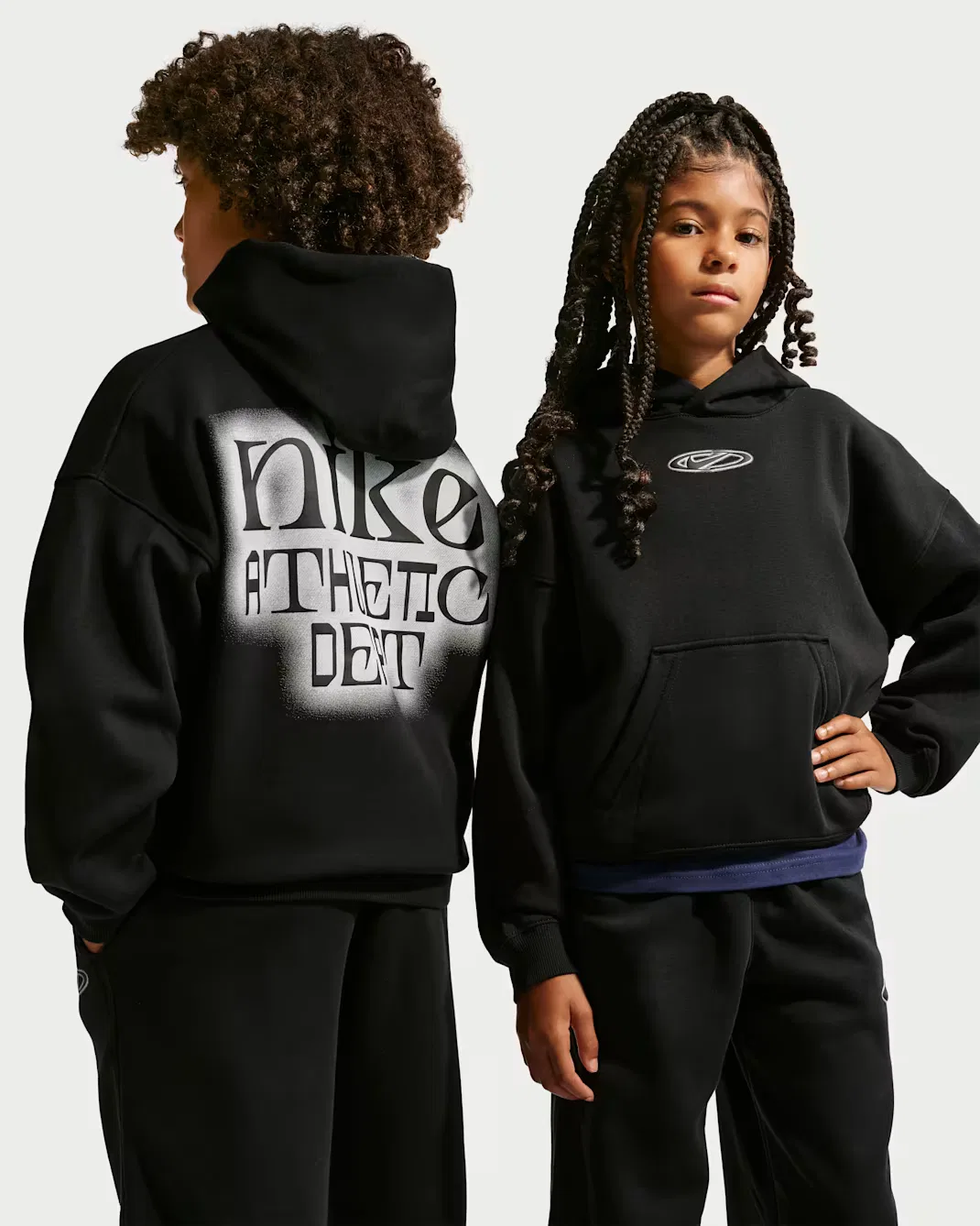 Толстовка большого размера для детей постарше Nike Sportswear Club Fleece, Black/White/Black
