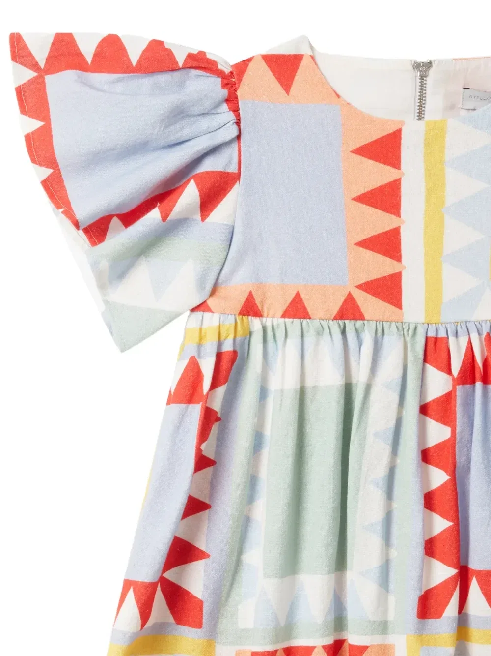 Платье с рюшами и геометрическим принтом Stella McCartney Kids, белый — фото 3