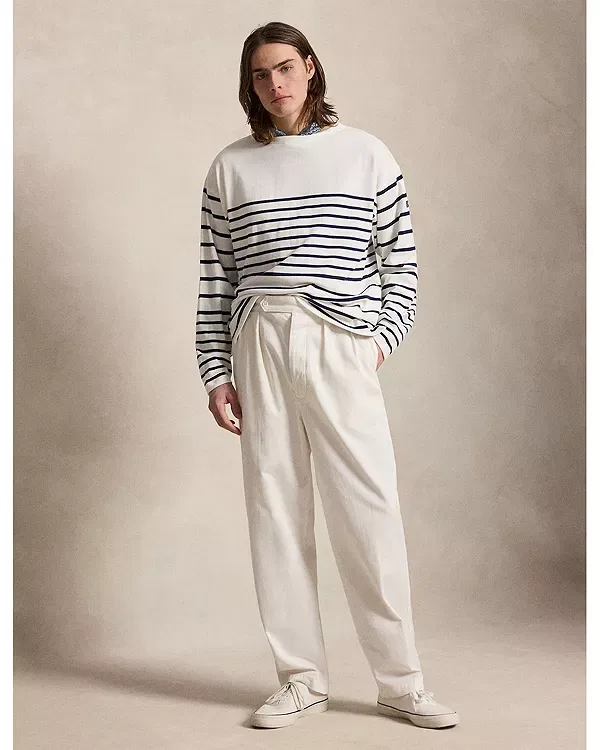 Мужской свитер с принтом Relaxed Fit Stripe Jersey Sweater Polo Ralph Lauren, Navy Multi — фото 2