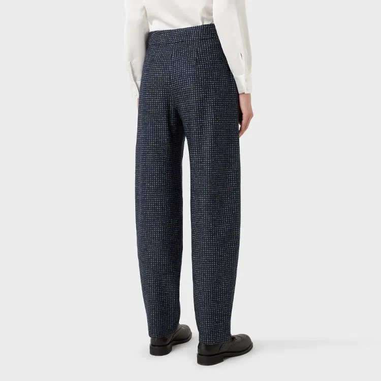 Женские брюки с принтом клетка EMPORIO ARMANI, Blue — фото 4