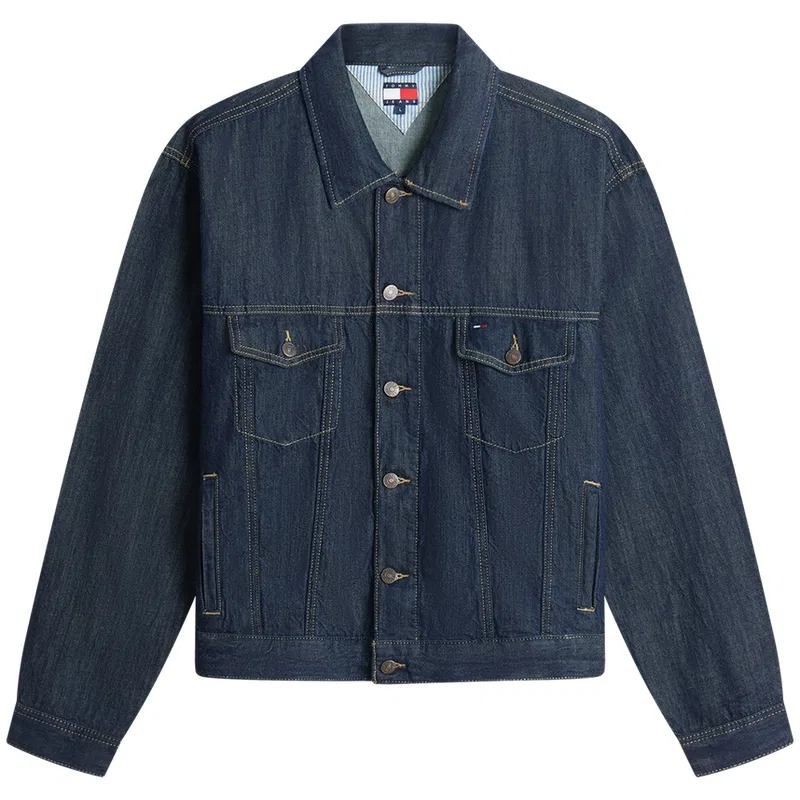 Мужская джинсовая куртка на пуговицах Tommy Hilfiger, Dark Denim Blue 1BK — фото 3