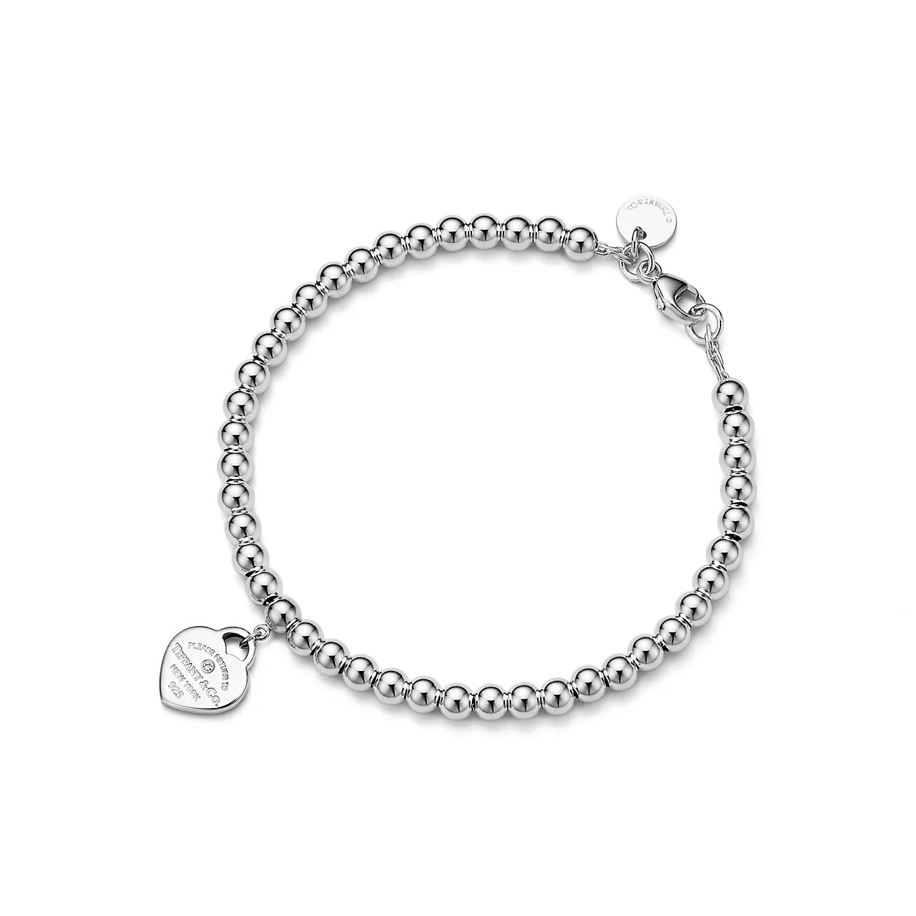 Браслет Tiffany & Co. Return to Tiffany Pink Mini Heart Bead, серебро/бриллиант — фото 2