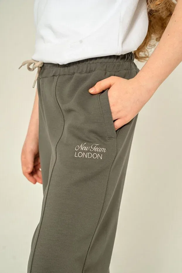 Детские спортивные штаны для девочек с широкой штаниной Mışıl Kids, Khaki — фото 4