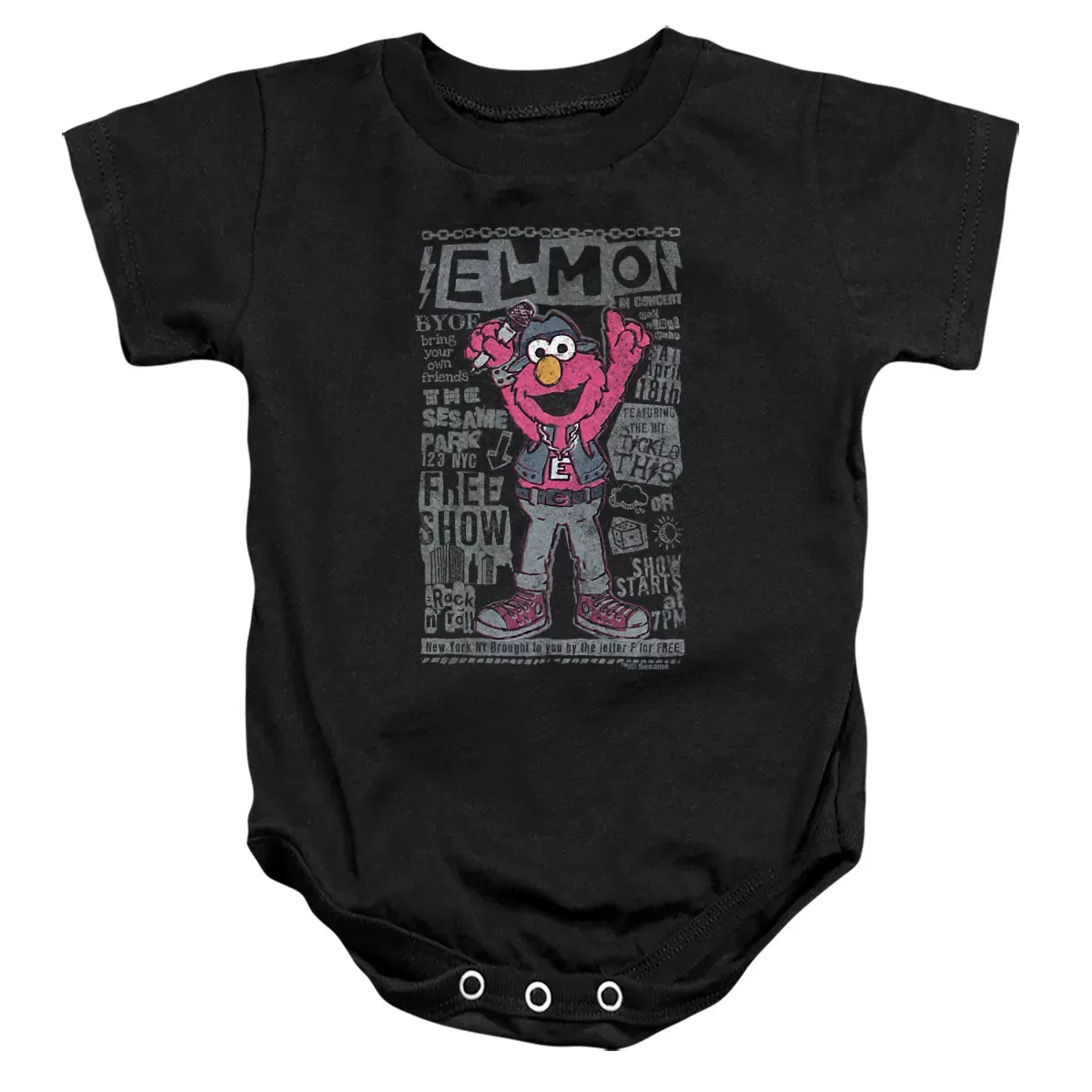 Детское боди для девочек с коротким рукавом Sesame Street Elmo Band, Black