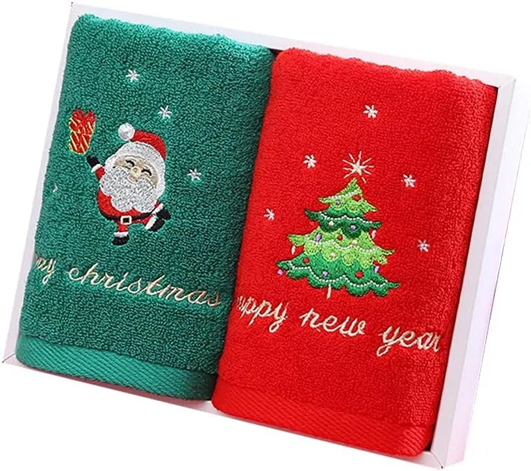 Набор полотенец для лица Christmas, Tixiyu, 2 шт, 26x20 см