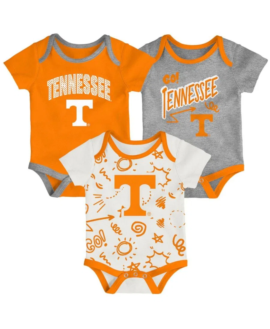 Комплект из трех боди для фанатов Tennessee Volunteers, с трехкнопочной застежкой Outerstuff, Orange, Gray
