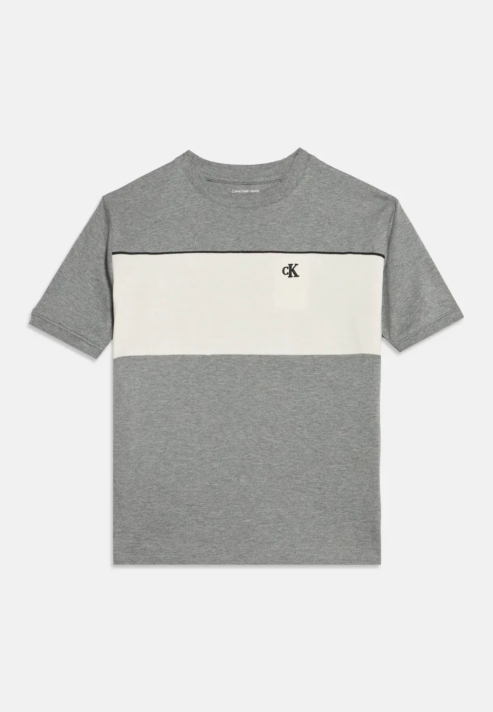 Футболка с цветовыми блоками - футболка с принтом Calvin Klein Jeans, Medium Grey Heather — фото 3