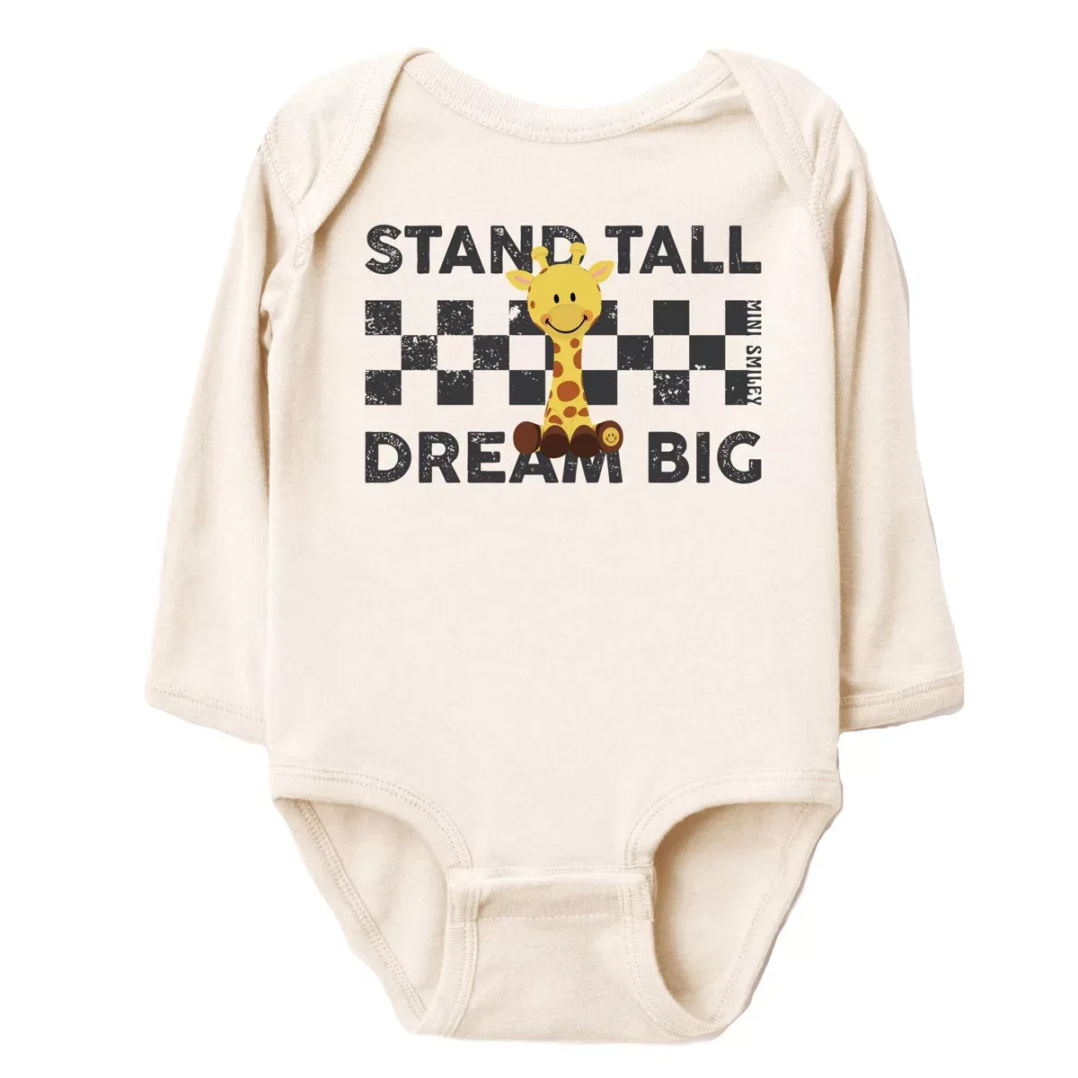 Детский боди с длинным рукавом Mini Smiley Stand Tall Dream Big The Juniper Shop, Natural
