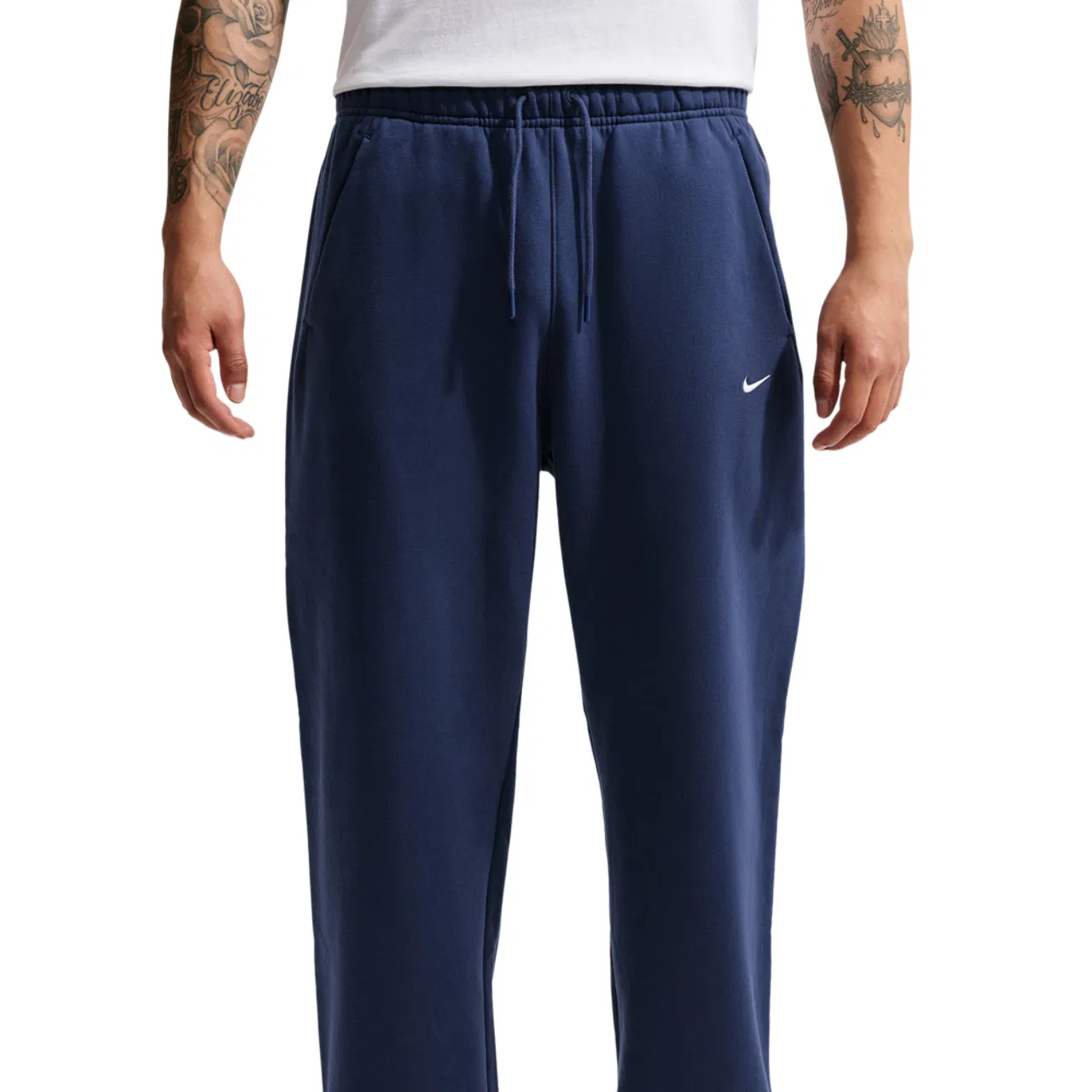 Мужские спортивные штаны из начесного флиса Nike Solo Basketball Bungee Concept Pants, белый/темно-синий