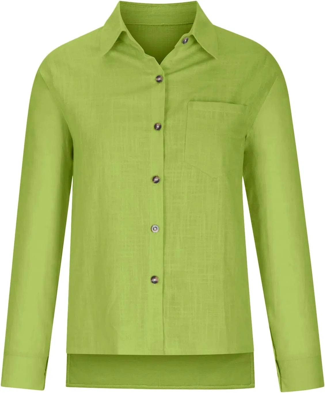 Женская свободная рубашка из льна и хлопка с V-образным вырезом BUERCWS, Mint Green — фото 3