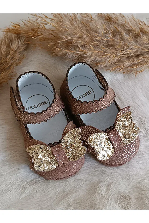 Детские мокасины-ботиночки для новорожденных из натуральной кожи Angel silvery brown Hodore, Silvery Brown