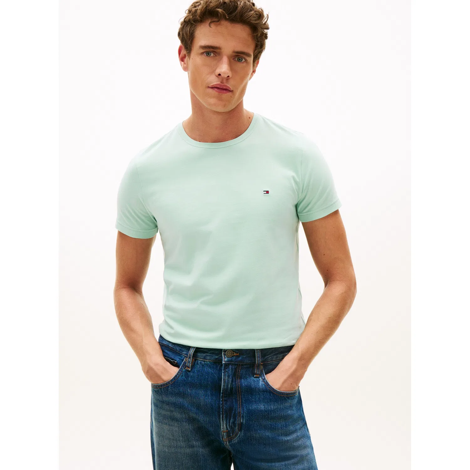 Мужская хлопковая футболка slim fit Tommy Hilfiger, Mint