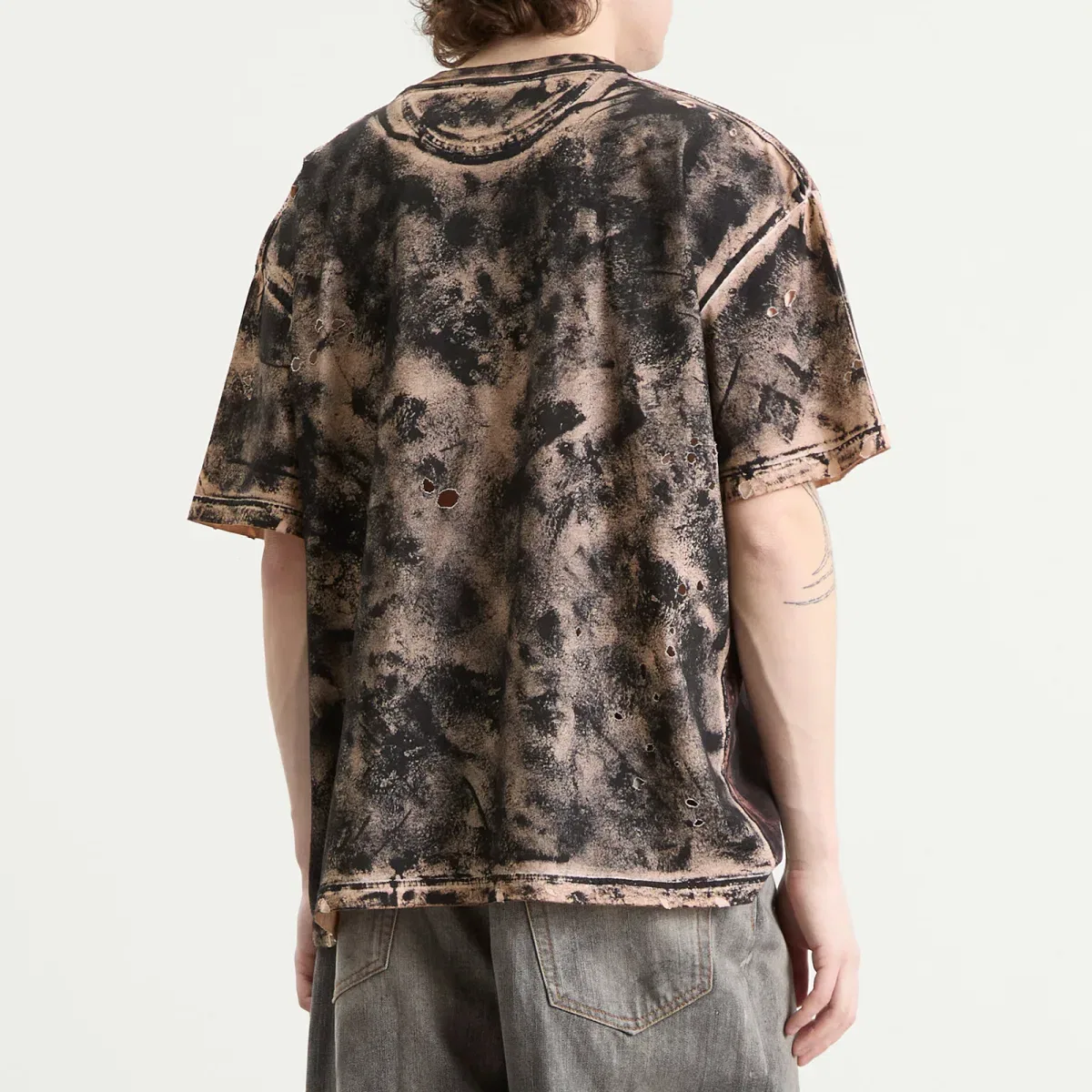 Футболка с принтом Cave Print Acne Studios, Black Rust Brown — фото 3