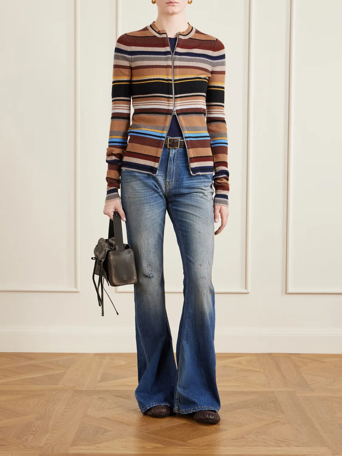 Рваные джинсы с высокой посадкой и расклешенными штанинами Acne Studios, Mid Denim — фото 2