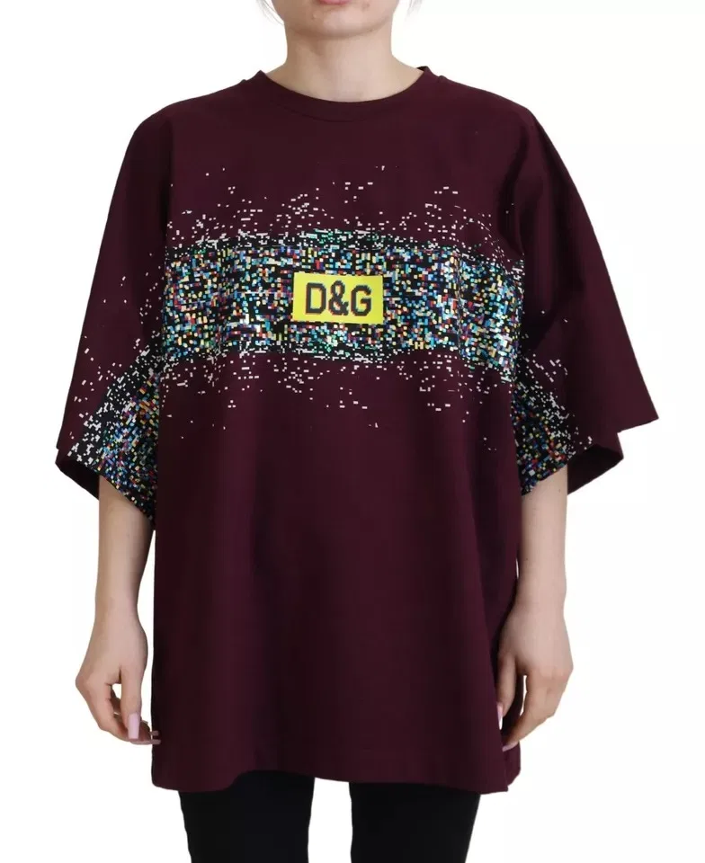 Женская футболка с принтом с коротким рукавом Bordeaux D&G Print Dolce & Gabbana, Bordeaux