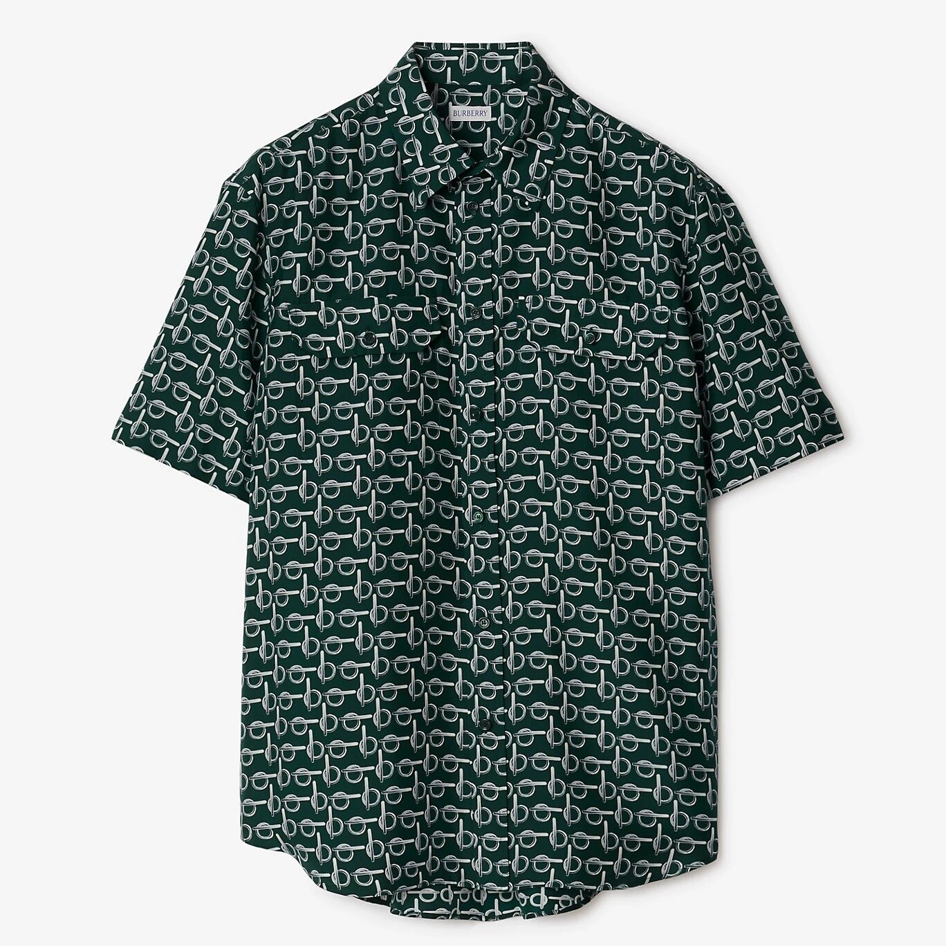 

Рубашка Burberry All Over Print Short-Sleeve, серебристый/зеленый