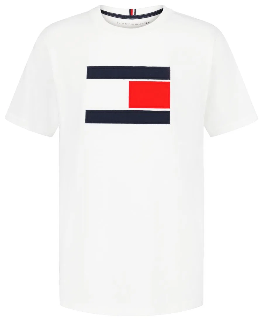 Детская футболка с коротким рукавом и принтом Flag Applique Tommy Hilfiger, White