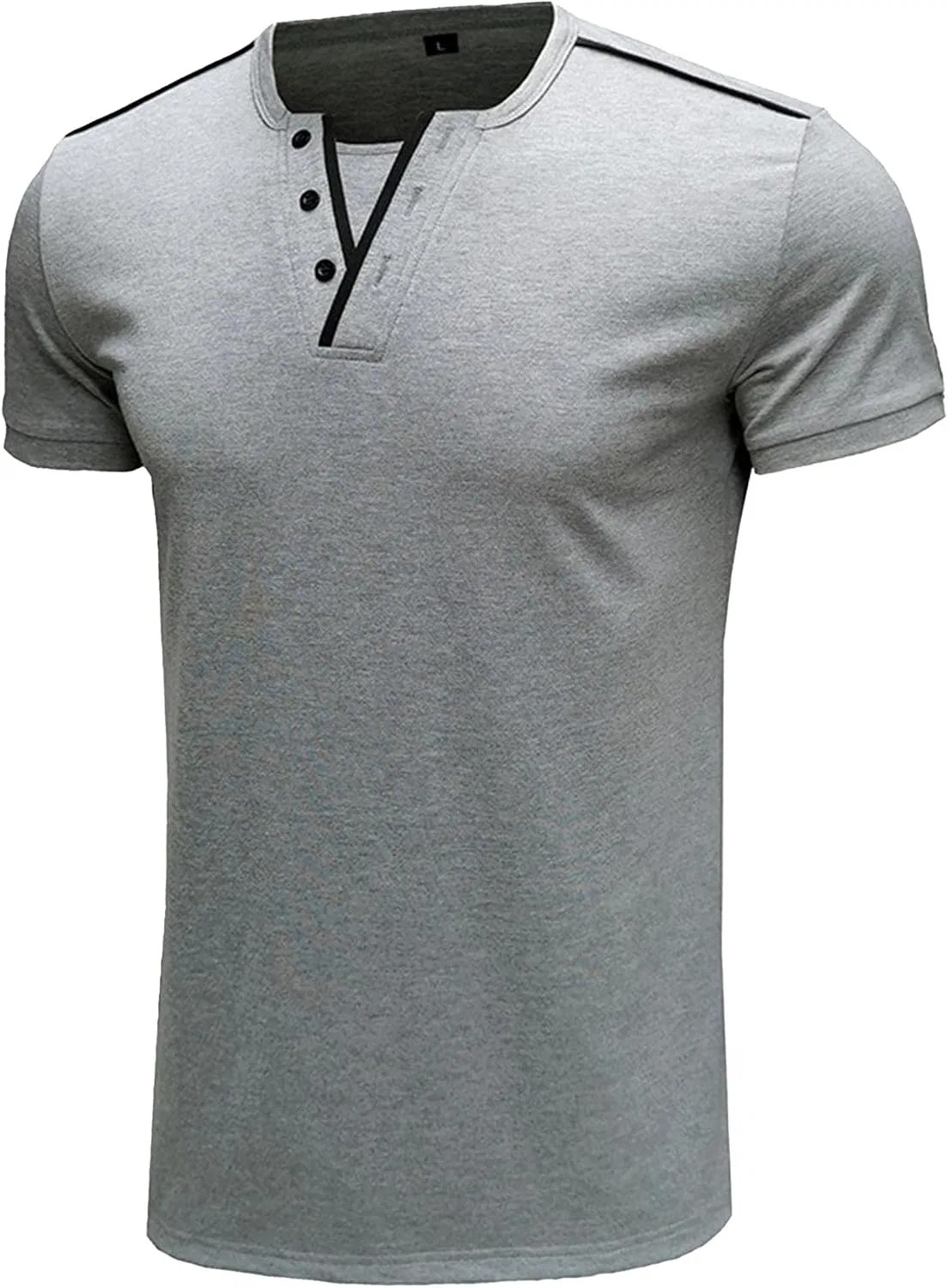 Мужская футболка поло V-образным вырезом Classic Button Cotton, Grey