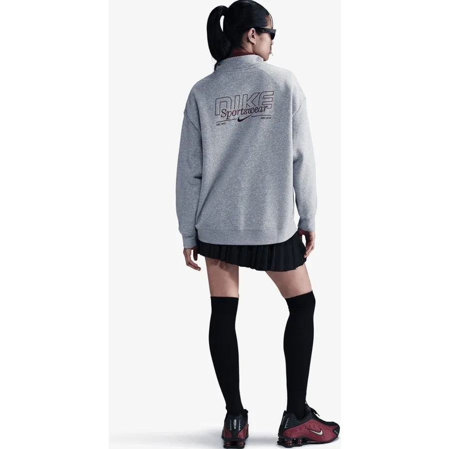 Свитшот женский с четвертью фермуаром Nike Sportswear Fleece, Серый — фото 4