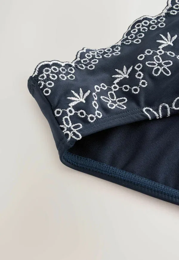 Плавки бикини с вышивкой Regular fit Next, Navy Blue, Cream, темно-синий/кремовый — фото 4