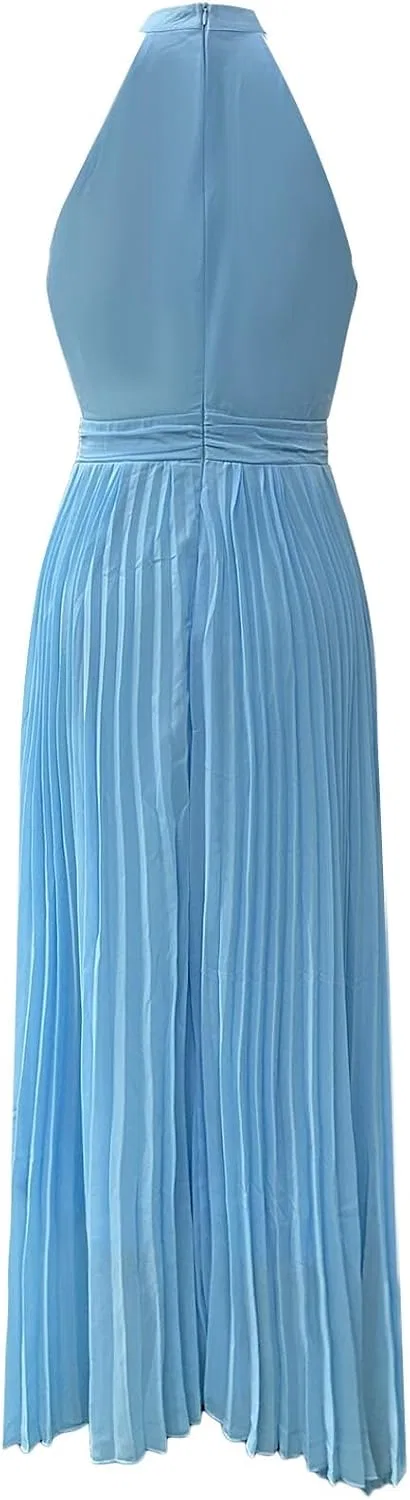 Женский летний сарафан макси sleeveless high waist slim fit, Blue — фото 4