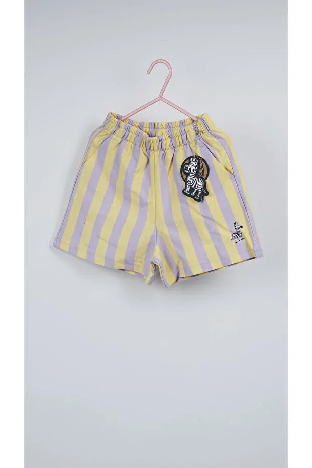 Детские шорты для девочек в полоску Zoi Zebra, Yellow & Lilac — фото 3