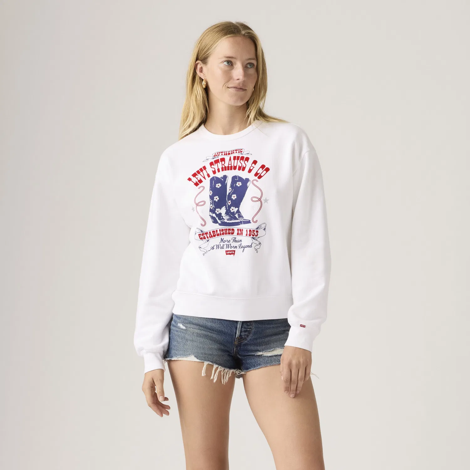 Свитшот с графическим логотипом и круглым вырезом в стиле «Наследие» Levi's, White — фото 3